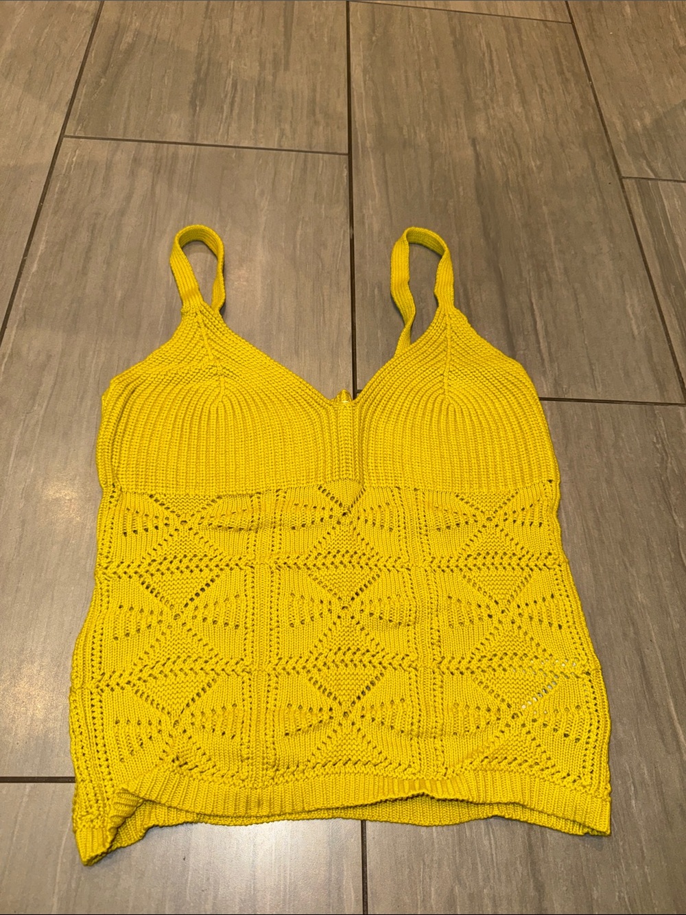 Green Crochet Knit Cami Top